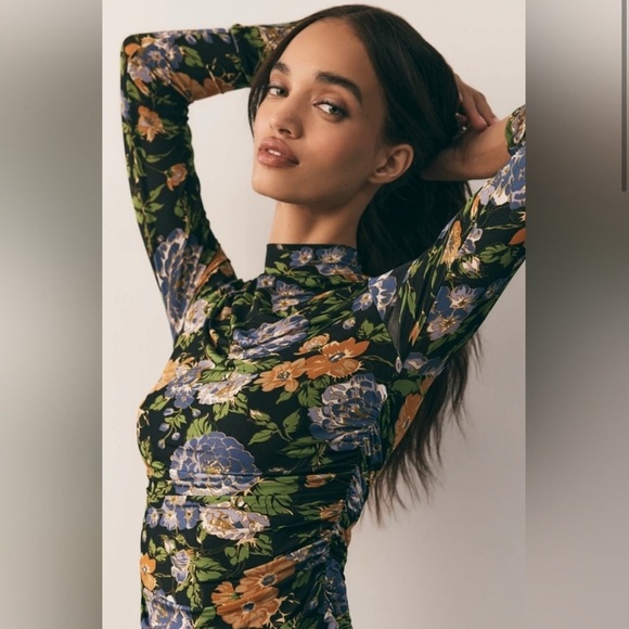 Farm Rio Capri Floral Print Turtleneck Top/ Size XS/S - Picture 2 of 13